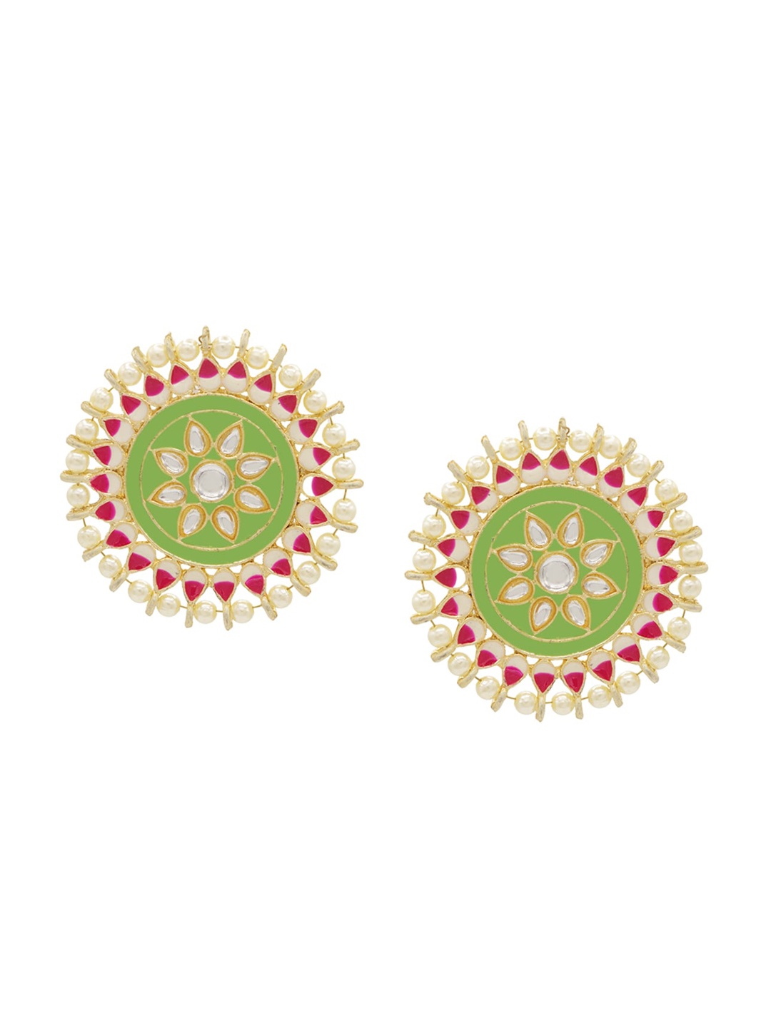 

ASMITTA JEWELLERY Green Gold-Plated Contemporary Studs Earrings