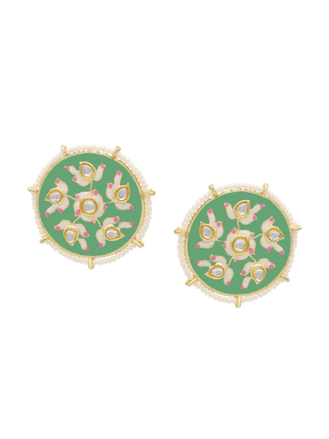

ASMITTA JEWELLERY Green Contemporary Studs Earrings