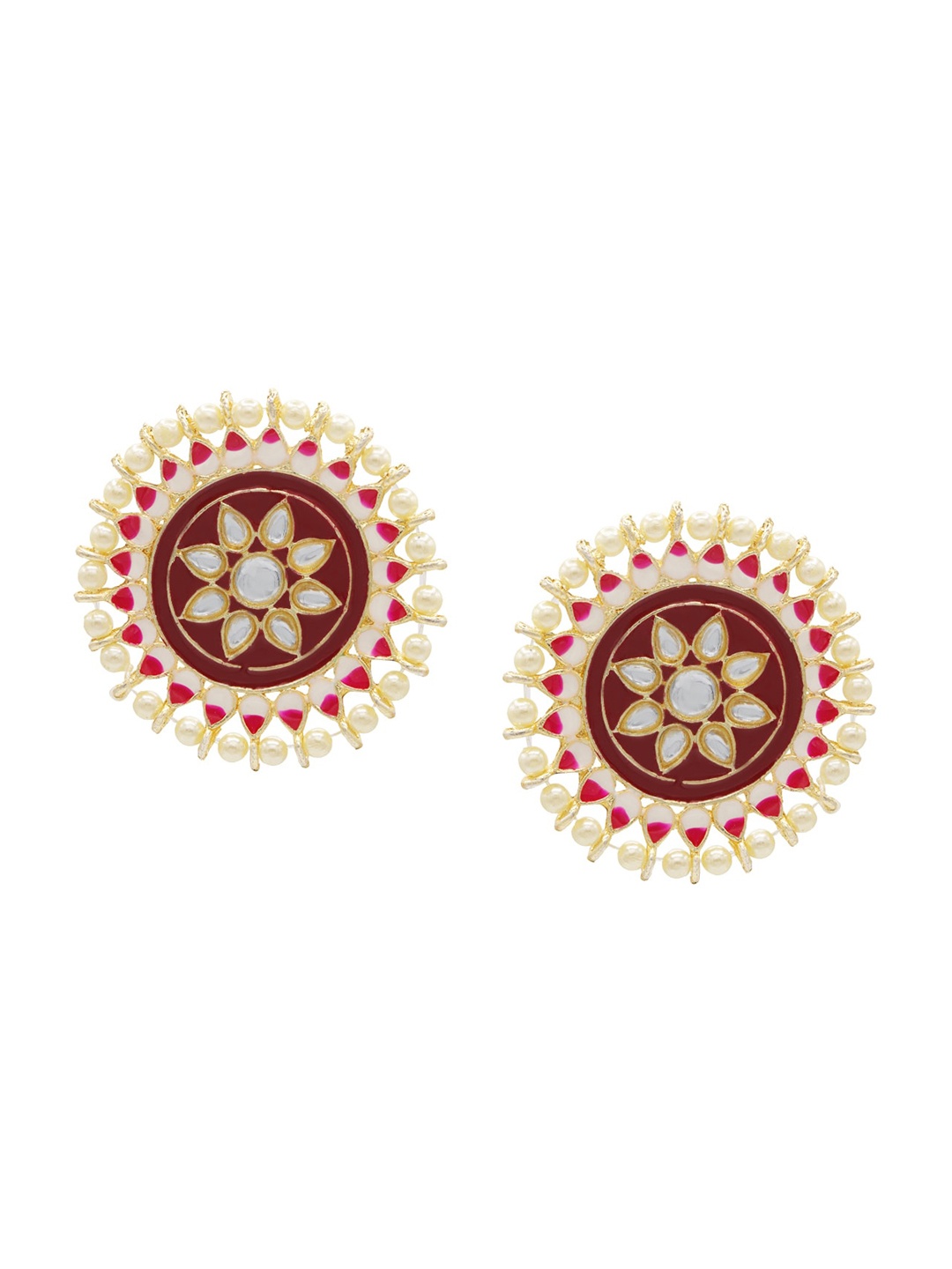 

ASMITTA JEWELLERY Brown Gold-Plated Contemporary Studs Earrings