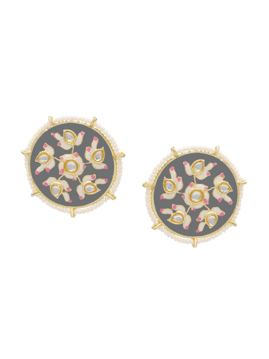 ASMITTA JEWELLERY Grey Gold-Plated Contemporary Studs Earrings