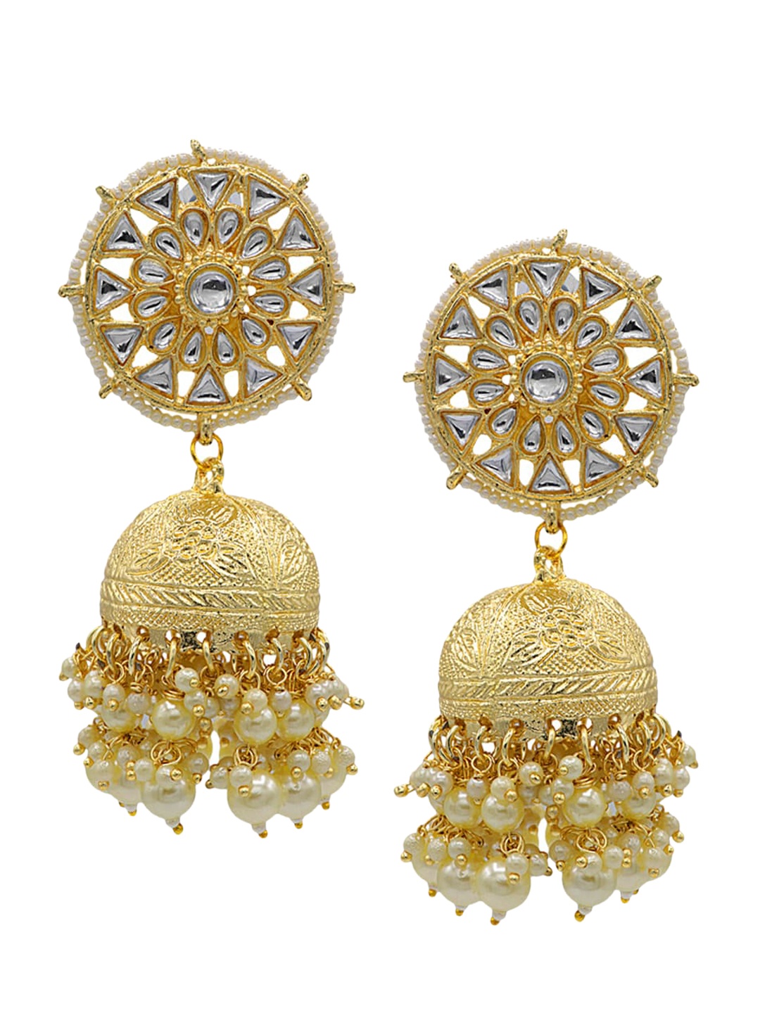 

ASMITTA JEWELLERY Gold-Toned & Gold-Plated Contemporary Jhumkas Earrings