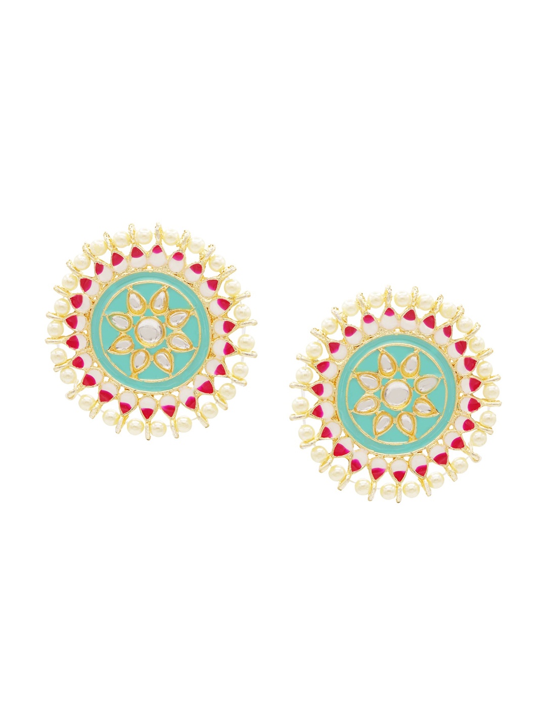 

ASMITTA JEWELLERY Gold Plated Green Contemporary Studs Earrings