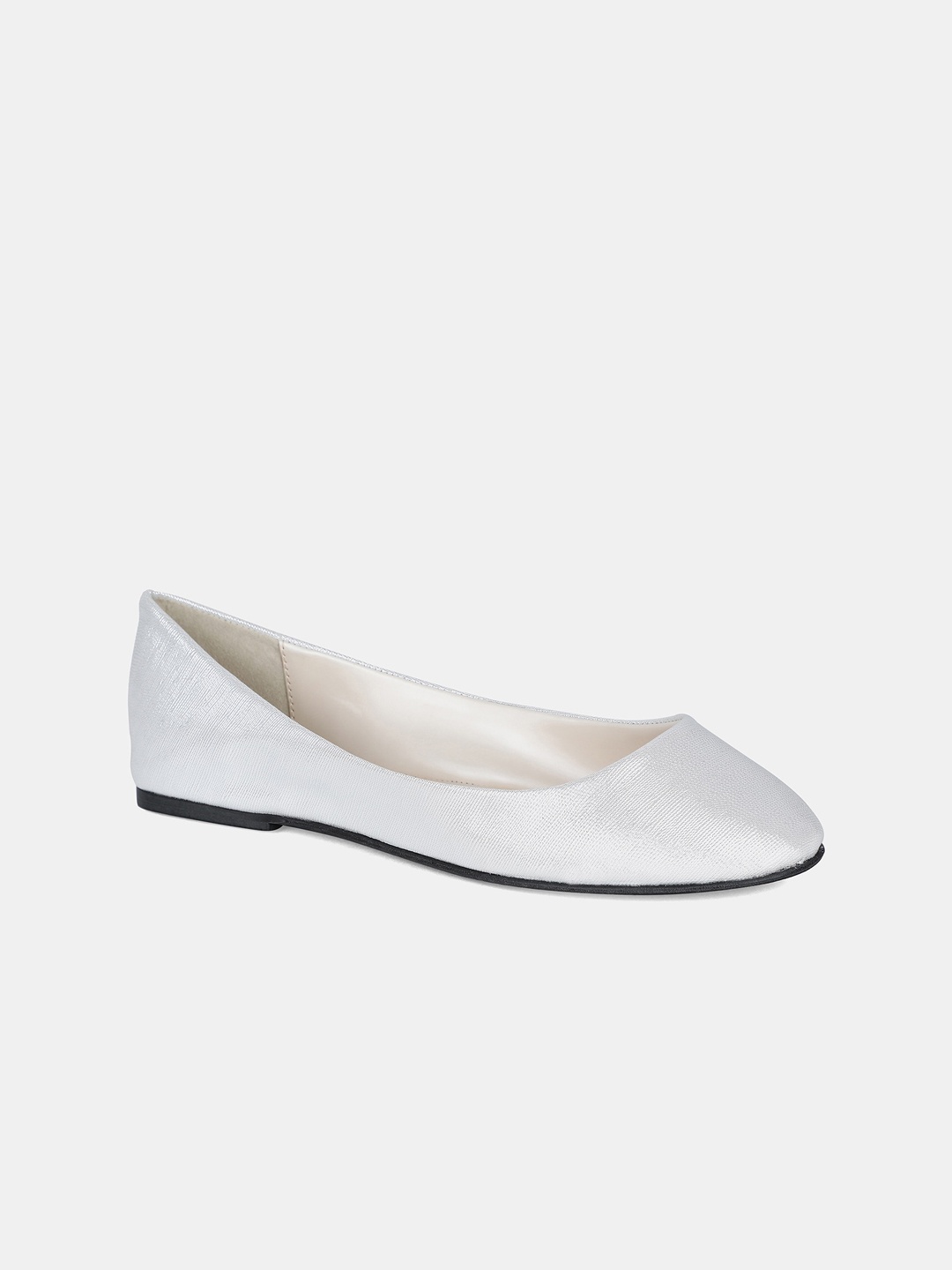 

AURELIA Women Silver-Toned Textured Ballerinas Flats