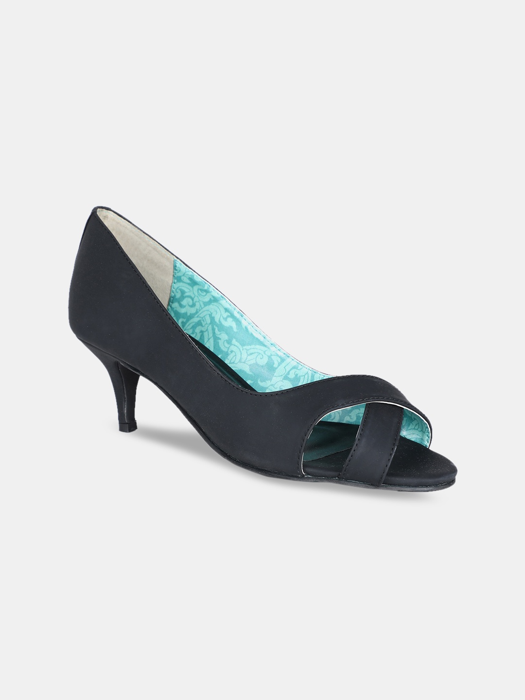 

AURELIA Black PU Kitten Peep Toes