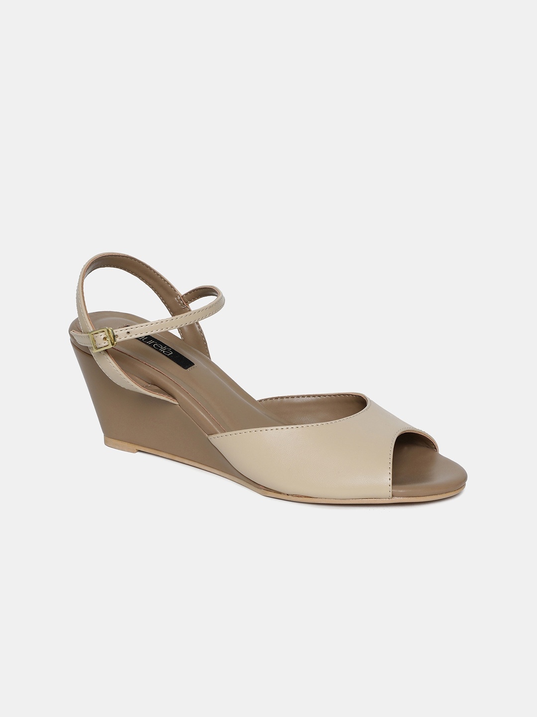 

AURELIA Taupe PU Wedge Peep Toes