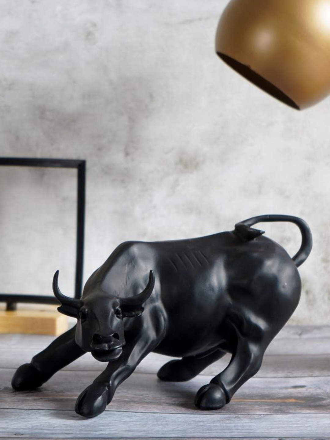 

THE ARTMENT Black Surreal Charging Bull Showpiece