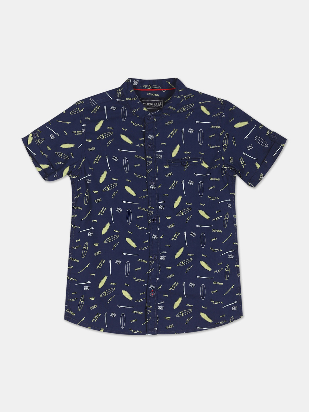 

Cherokee Boys Blue & Yellow Printed Casual Shirt