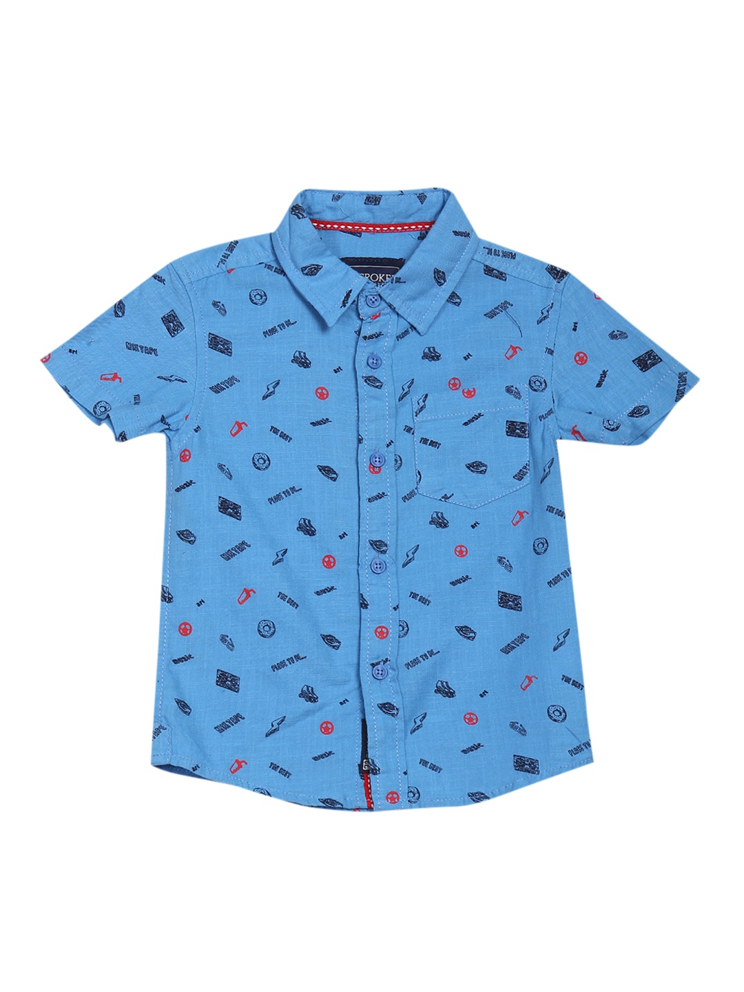 

Cherokee Boys Blue & Black Printed Casual Shirt
