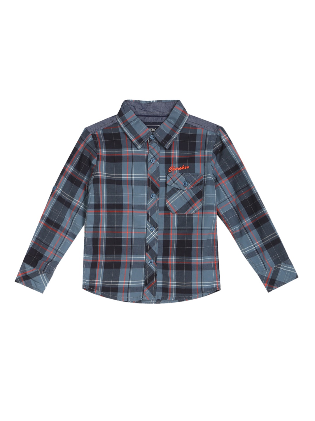 

Cherokee Boys Blue & Grey Checked Casual Shirt