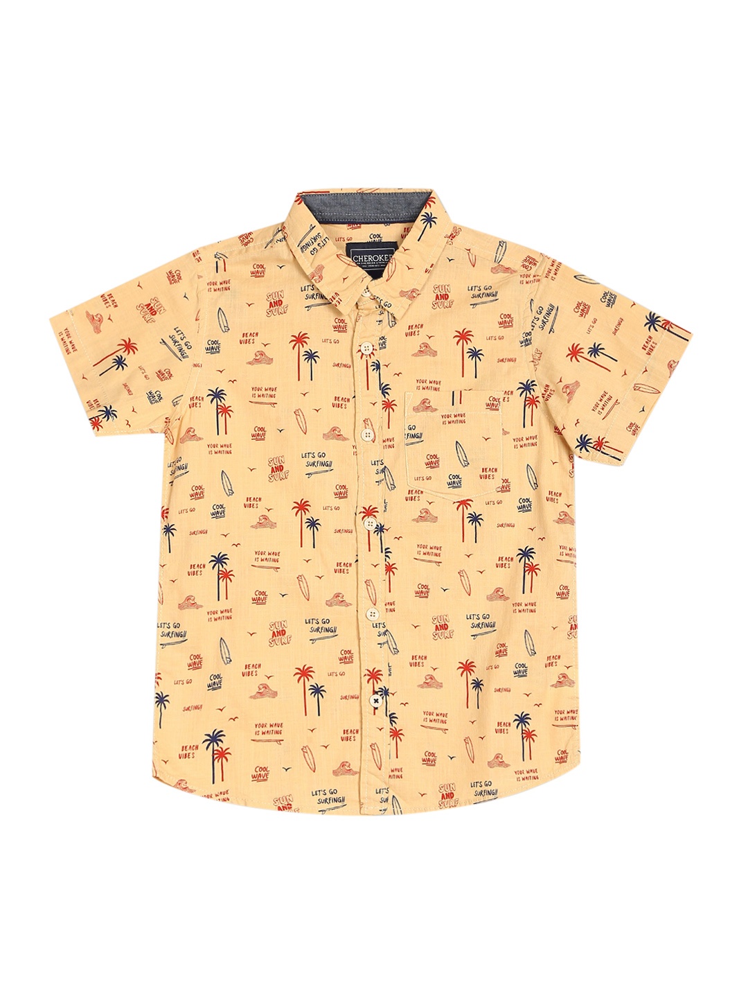 

Cherokee Boys Beige & Red Printed Casual Shirt