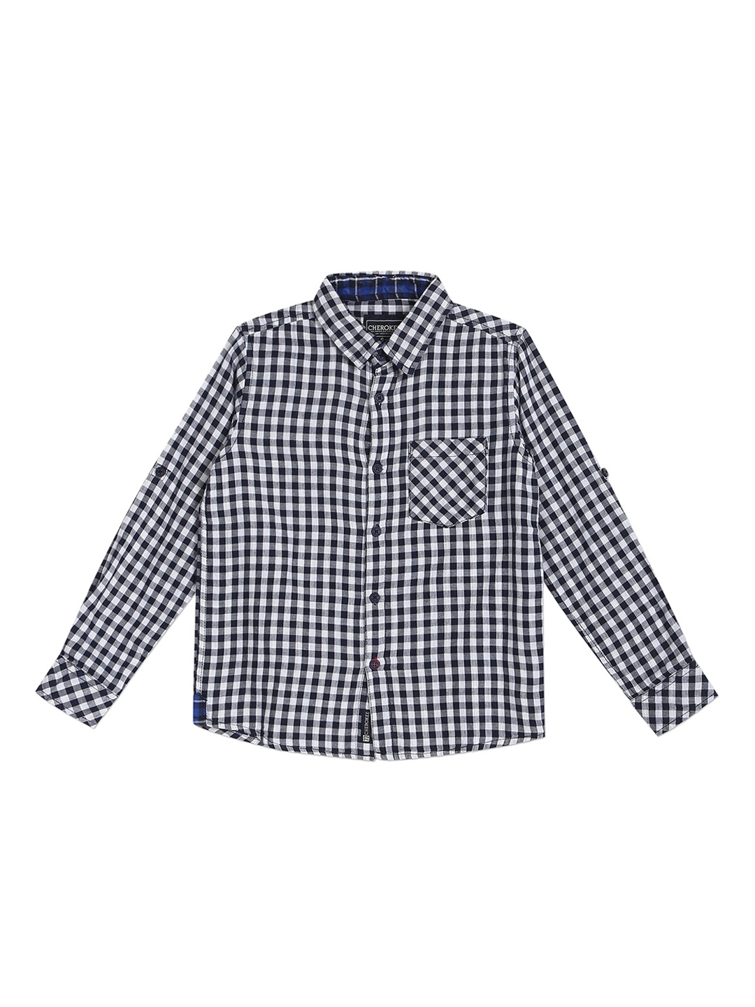 

Cherokee Boys Blue Gingham Checks Opaque Checked Casual Shirt