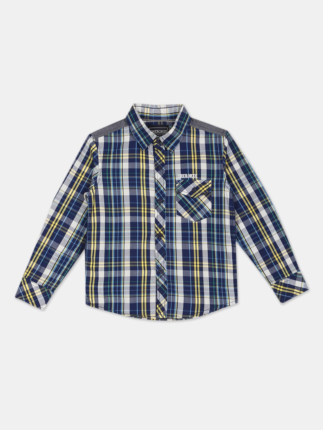 

Cherokee Boys Blue Tartan Checks Opaque Casual Shirt