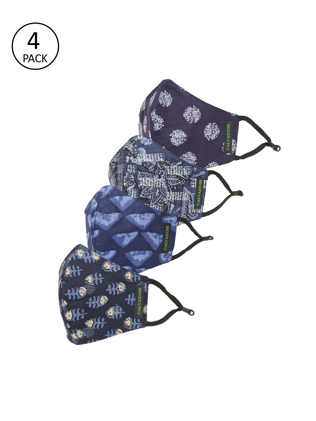 

Calvadoss Men Pack Of 4 Assorted 3-Ply Reusable Cotton Cloth Masks