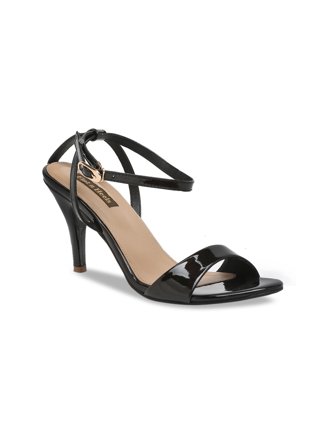 

Flat n Heels Black Stiletto Sandals with Buckles