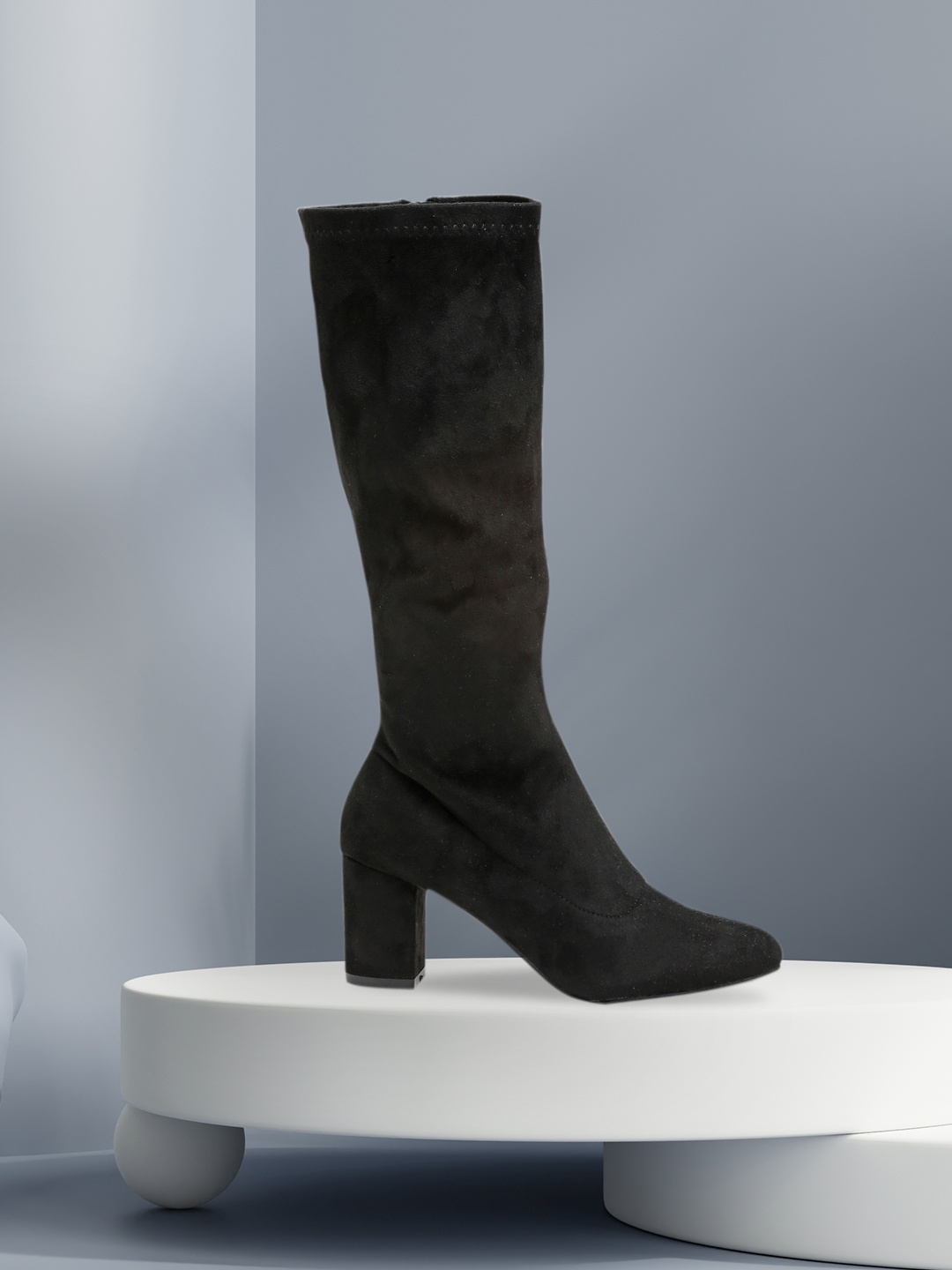 

Flat n Heels Black Suede Block Heeled Boots