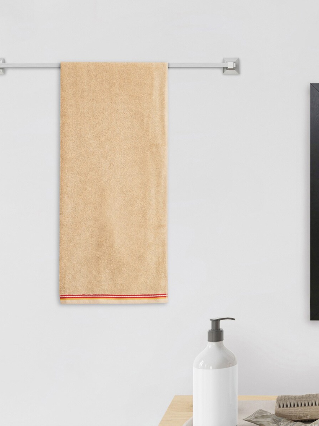 

Home Centre Beige & Red Solid Cotton Bath Towel