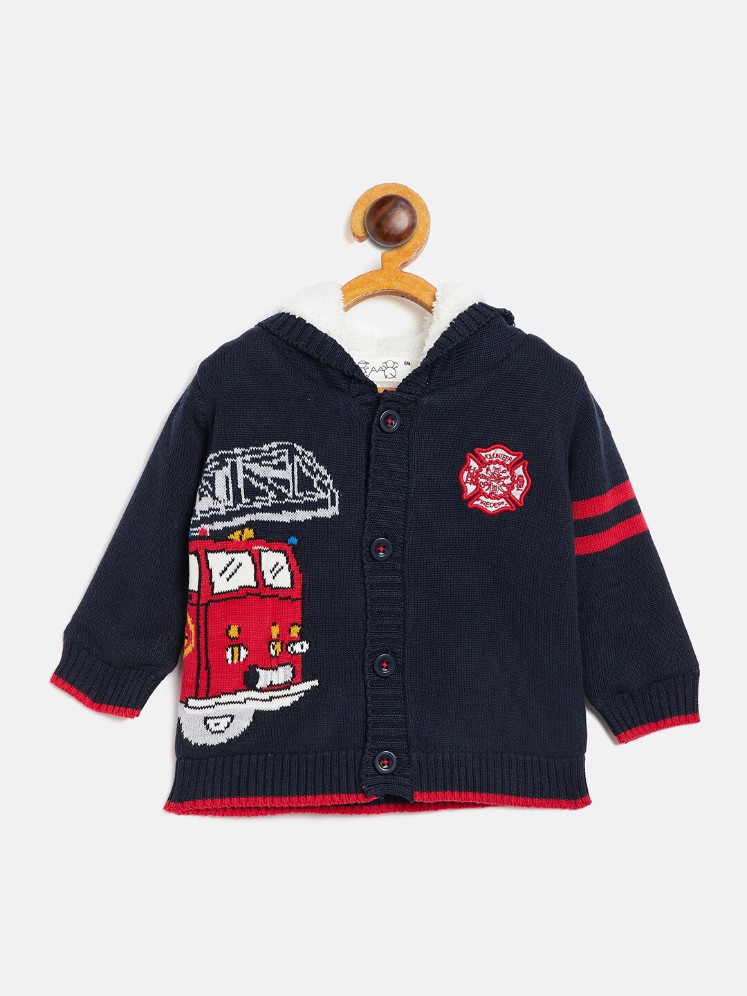 

JWAAQ Unisex Kids Navy Blue & Red Embroidered Printed Pullover