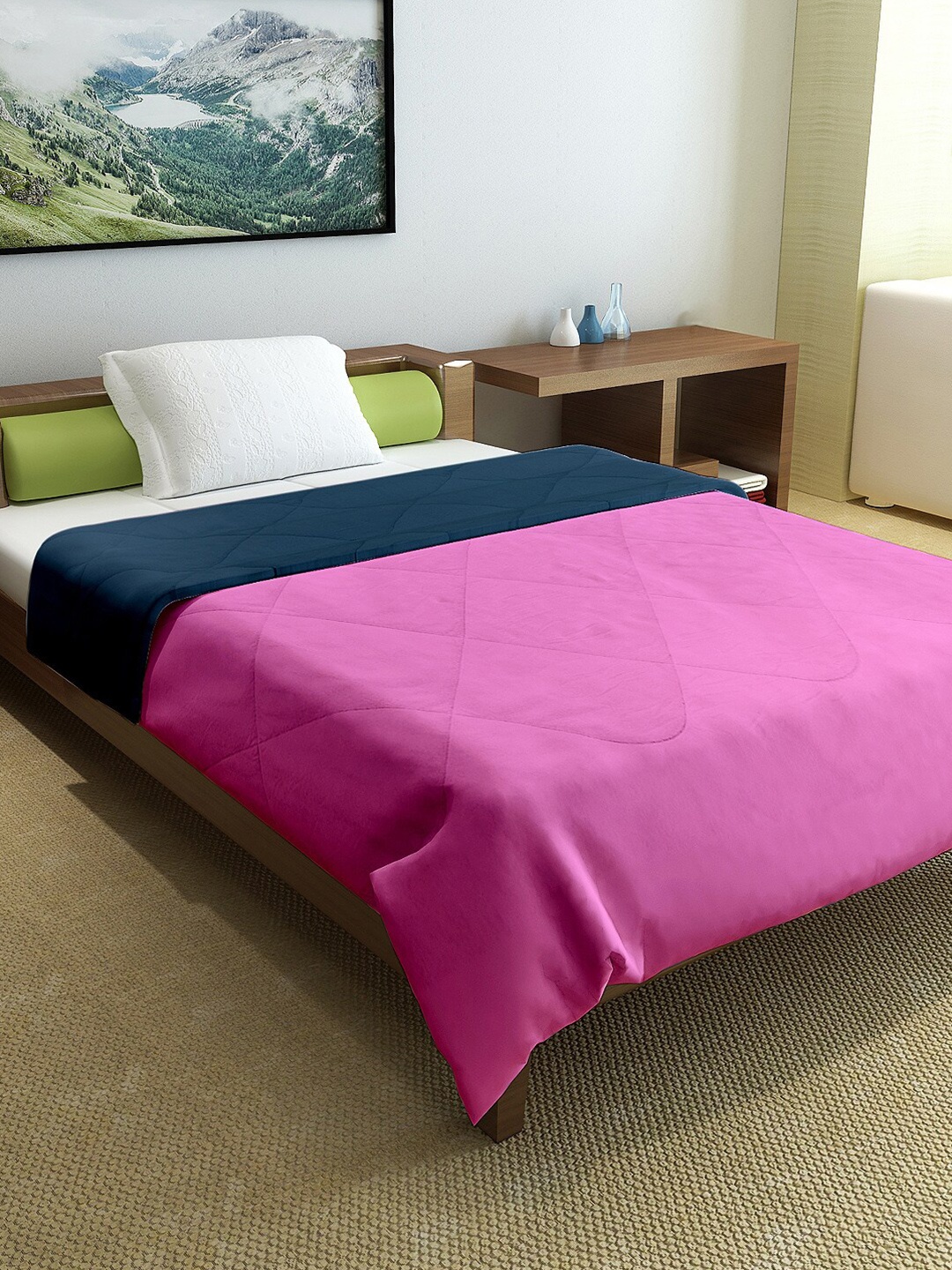 

Divine Casa Pink & Navy Blue Mild Winter 150 GSM Single Bed Comforter