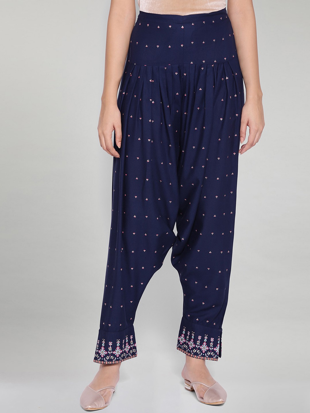 

W Women Navy-Blue & Pink Printed Salwar