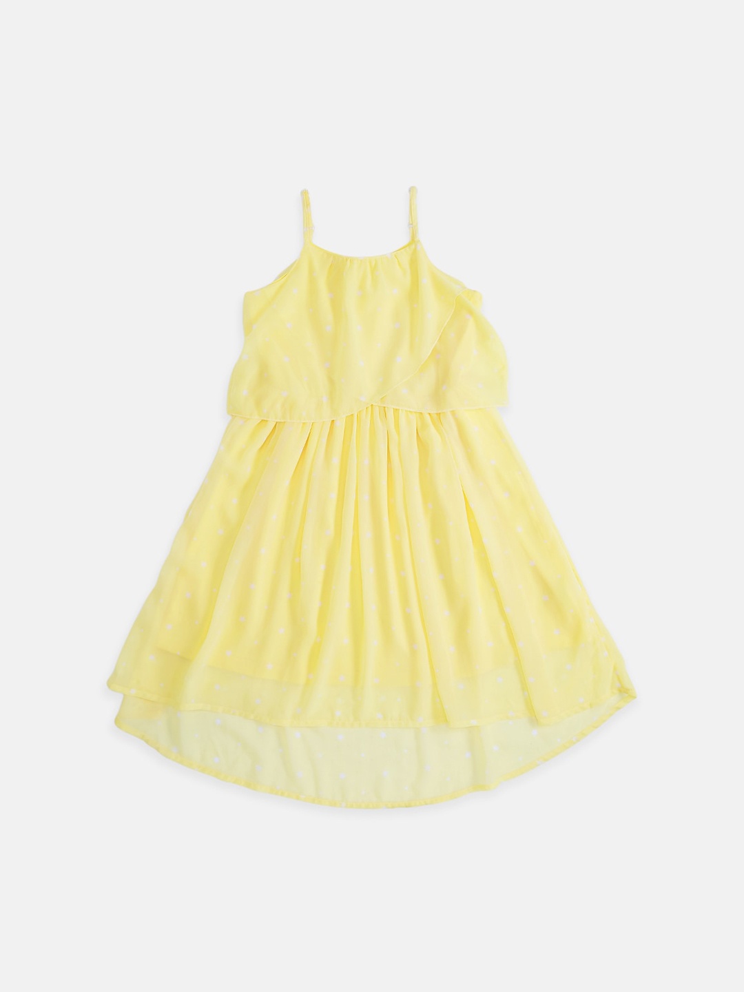 

Pantaloons Junior Girls Yellow & White Printed Georgette A-Line Dress