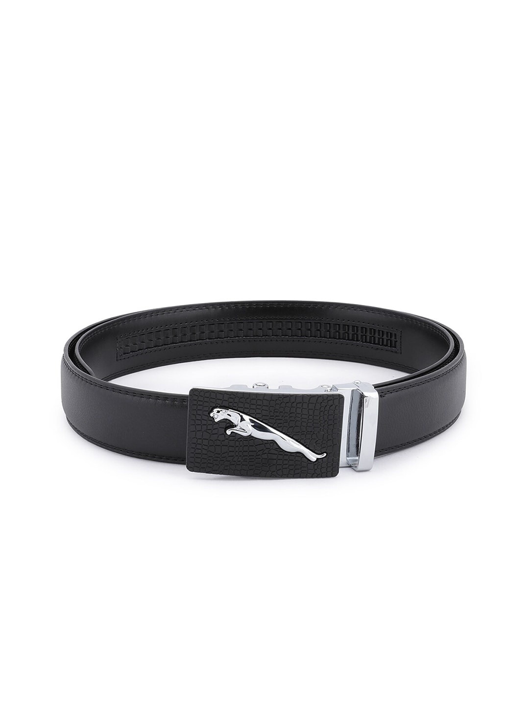 

BANGE Men Black Leather Formal Belt