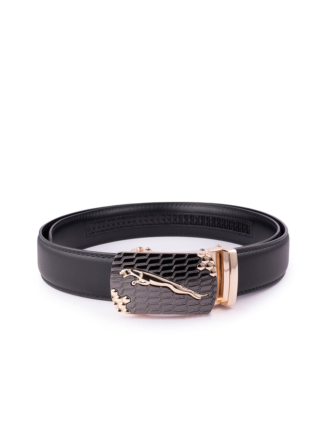 

BANGE Men Black Solid Leather Auto-Lock Belt