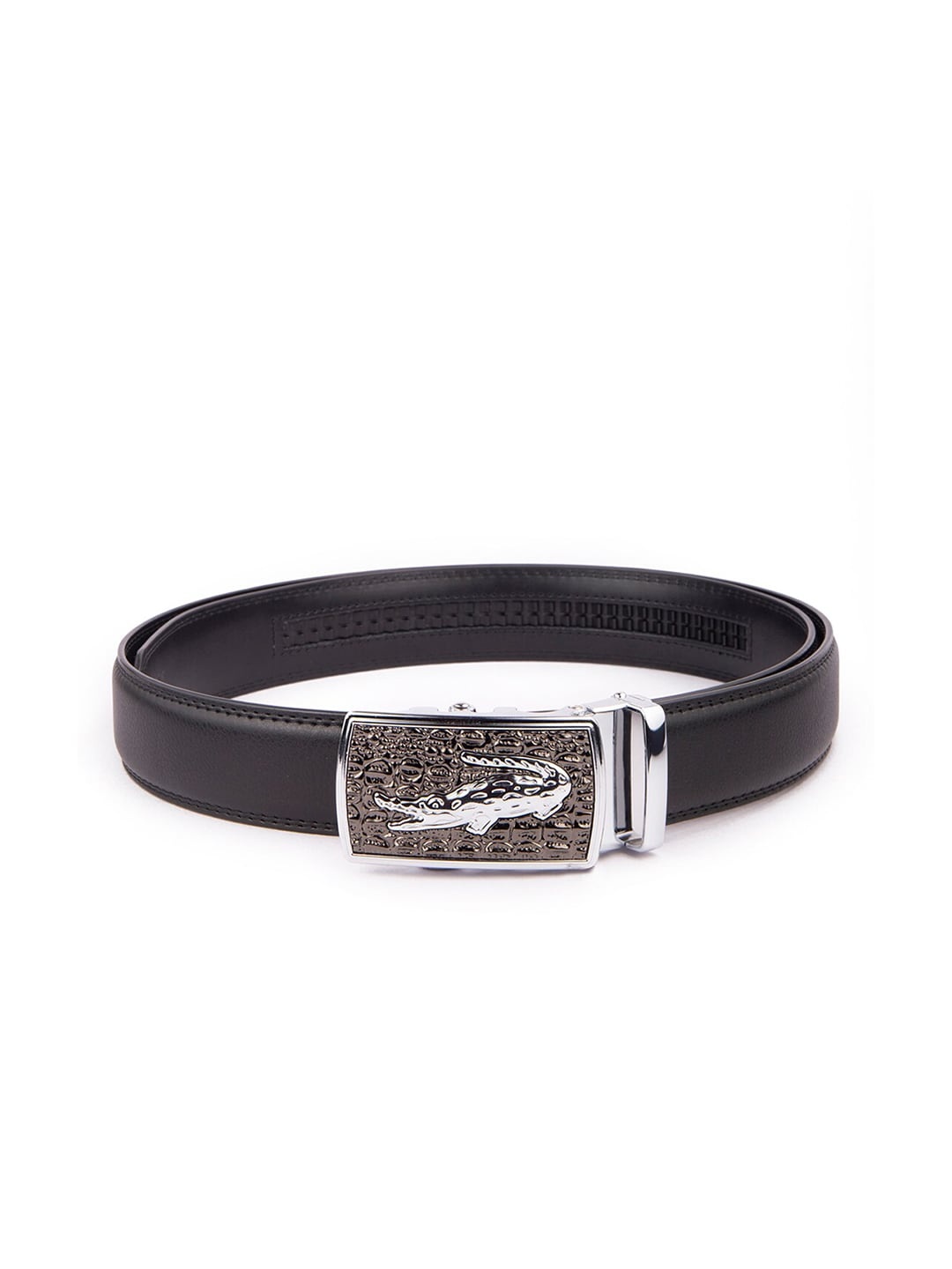 

BANGE Men Black Textured Leather Belt