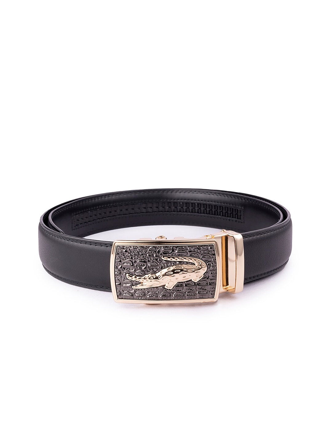 

BANGE Men Black Textured Genuine Leather Belt