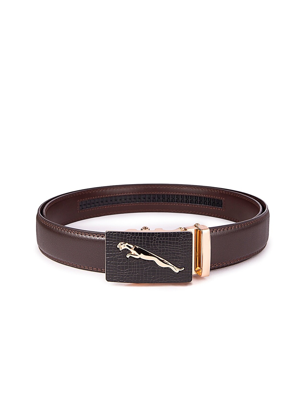 

BANGE Men Brown Textured Leather Formal Belt