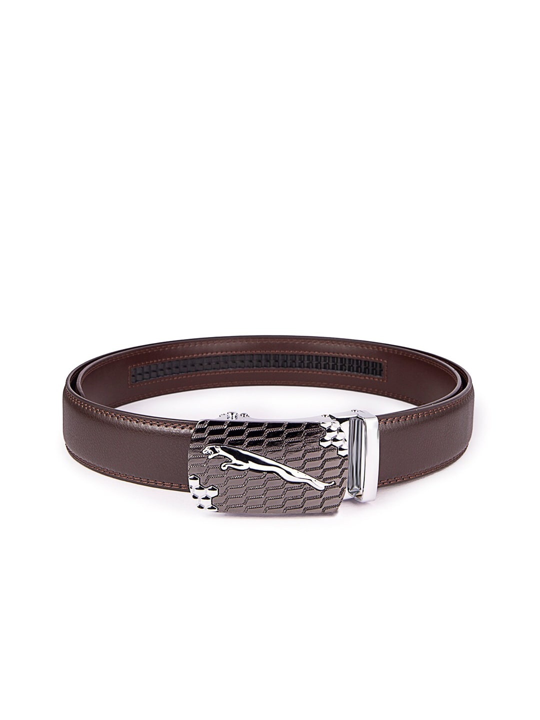 

BANGE Men Brown Textured Leather Formal Belt