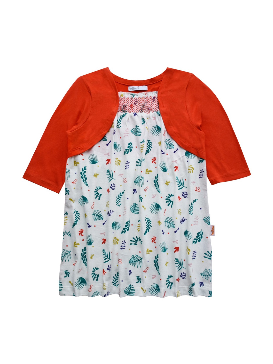 

milou Girls White Floral A-Line Dress