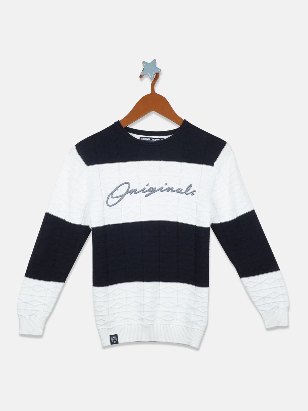 

Monte Carlo Boys Navy Blue & Grey Colourblocked Pullover