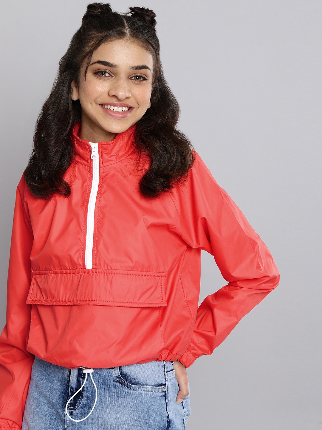 

JUSTICE Girls Coral Solid Windcheater Sporty Jacket