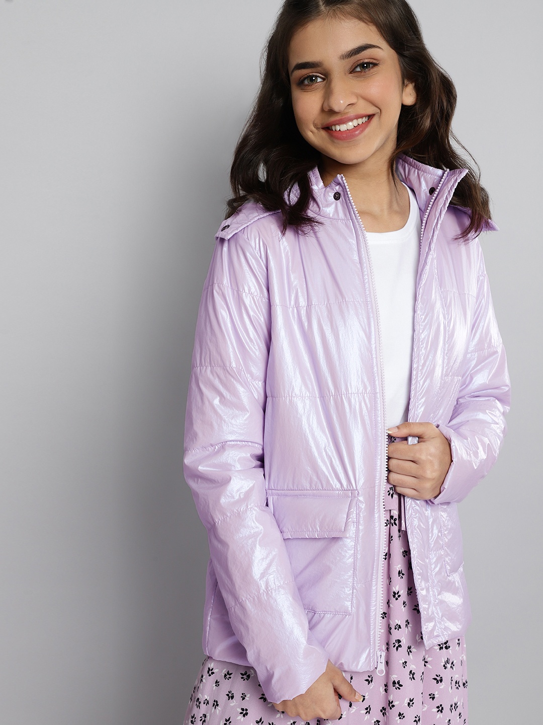 

JUSTICE Girls Purple Puffer Jacket