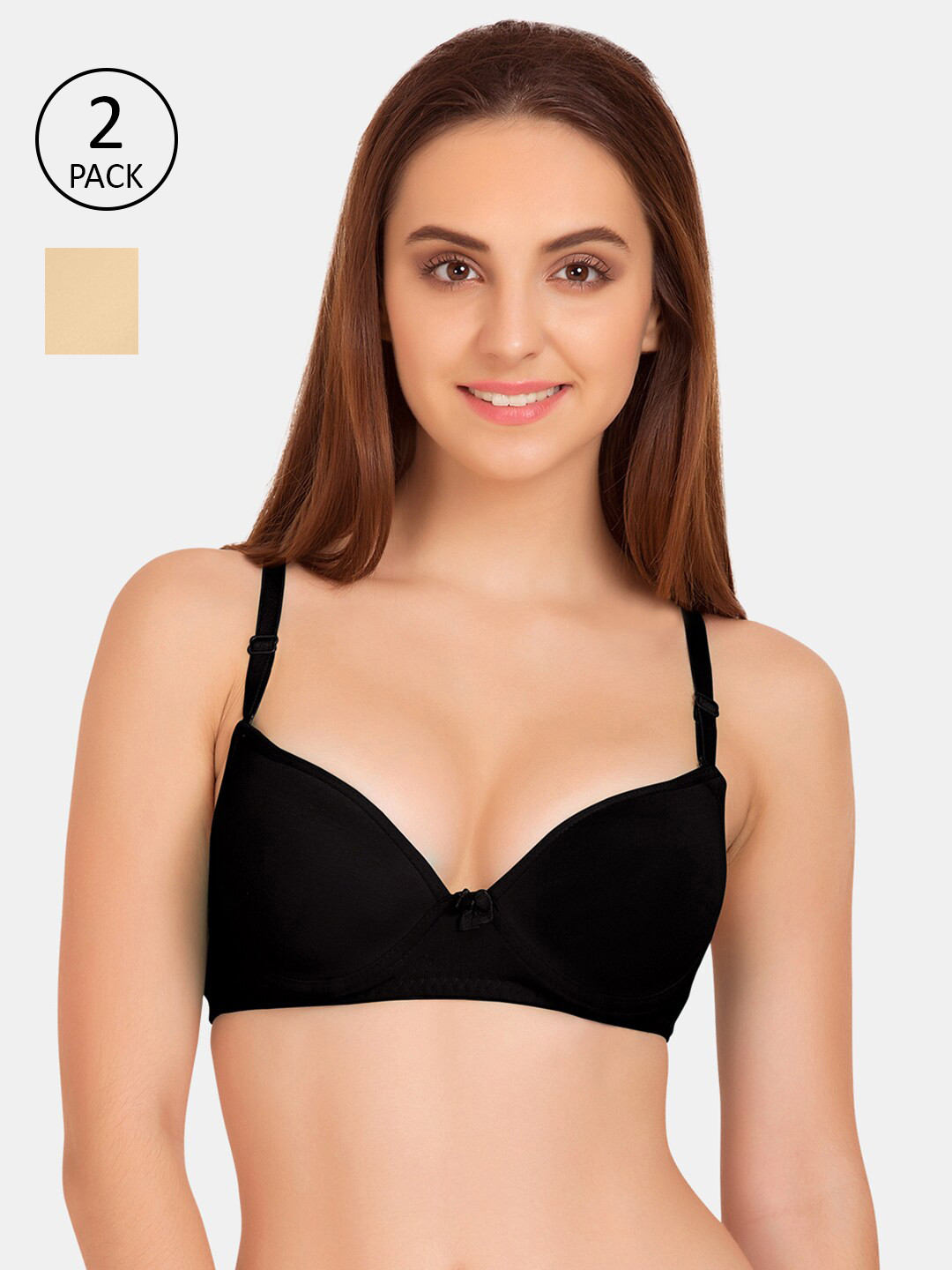 

Tweens Pack of 2 Black & Beige T-shirt Bra - Heavily Padded