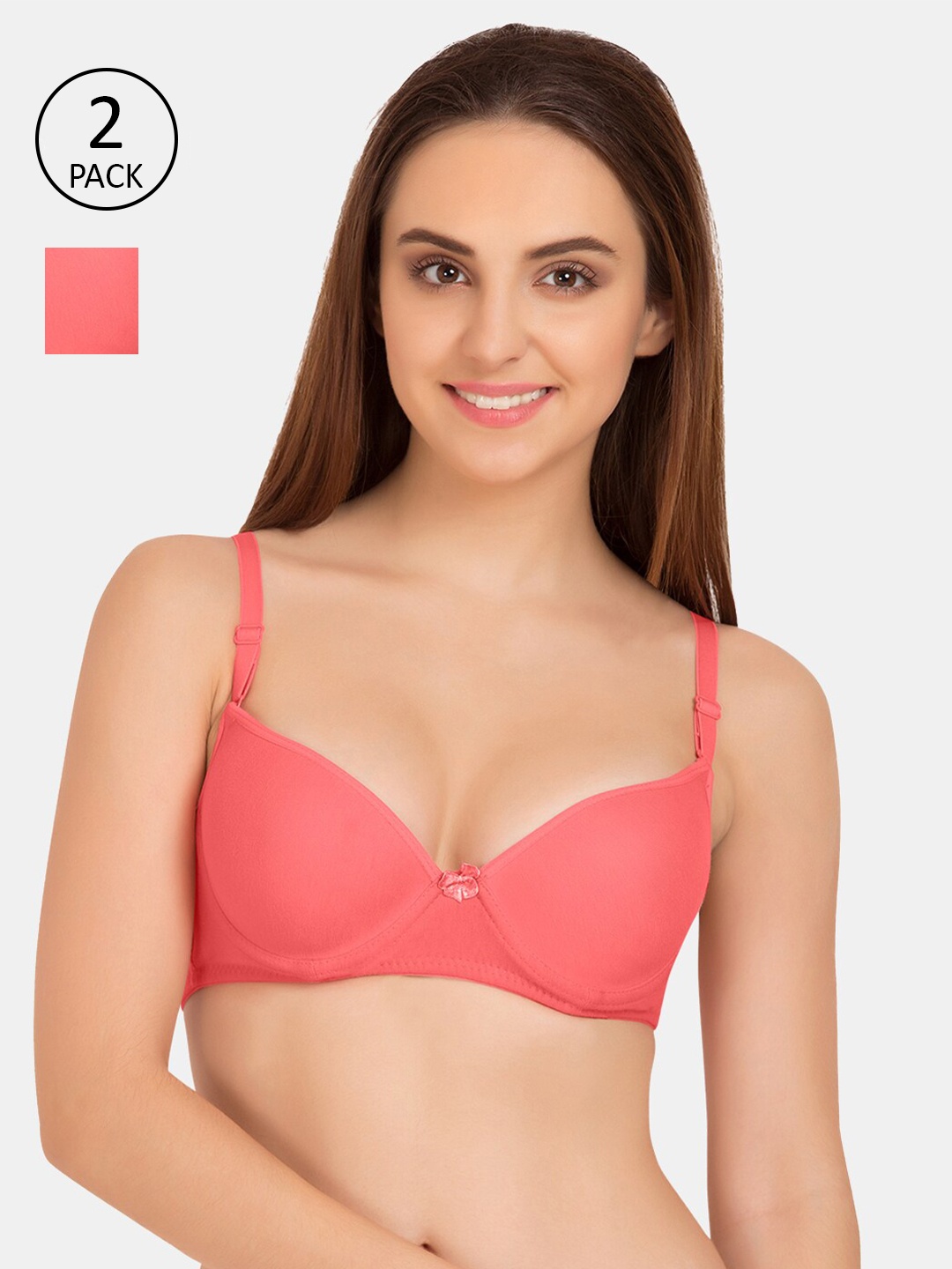 

Tweens Pack Of 2 Coral Pink T-shirt Bra Heavily Padded TW-91035-2PC-CRL