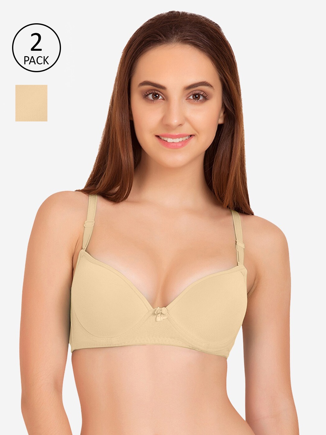 

Tweens Woman Beige Pack of 2 Heavily Padded T-shirt Bra- TW-91035-2PC-SK