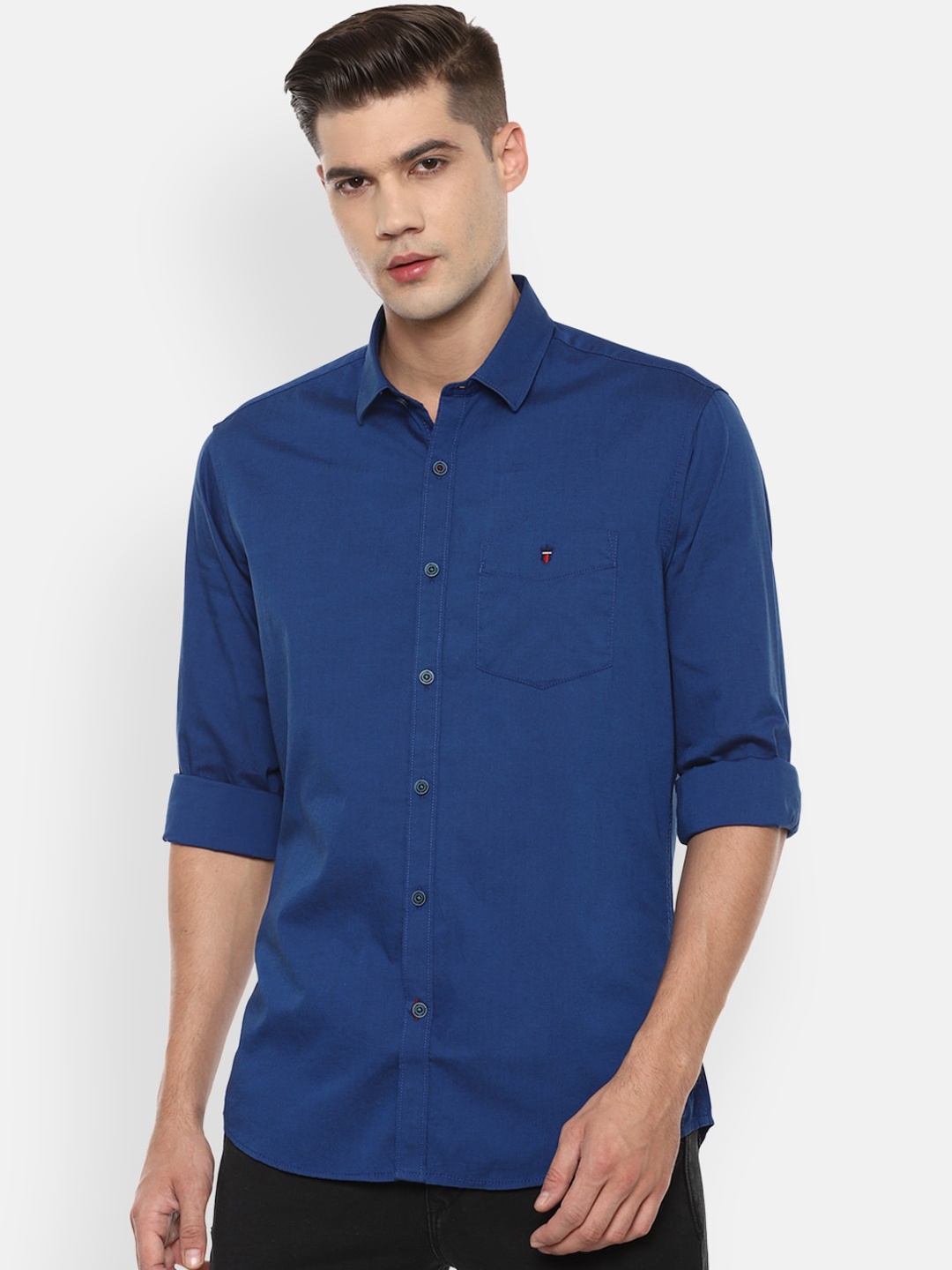 

Louis Philippe Sport Men Blue Slim Fit Opaque Pure Cotton Casual Shirt