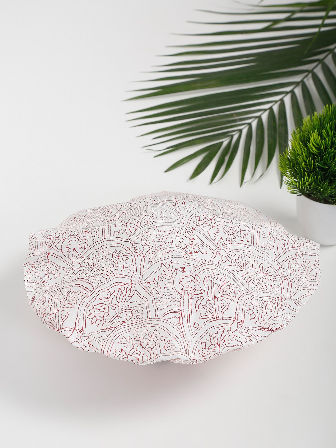 

Fabindia White & Red Printed Shower Cap