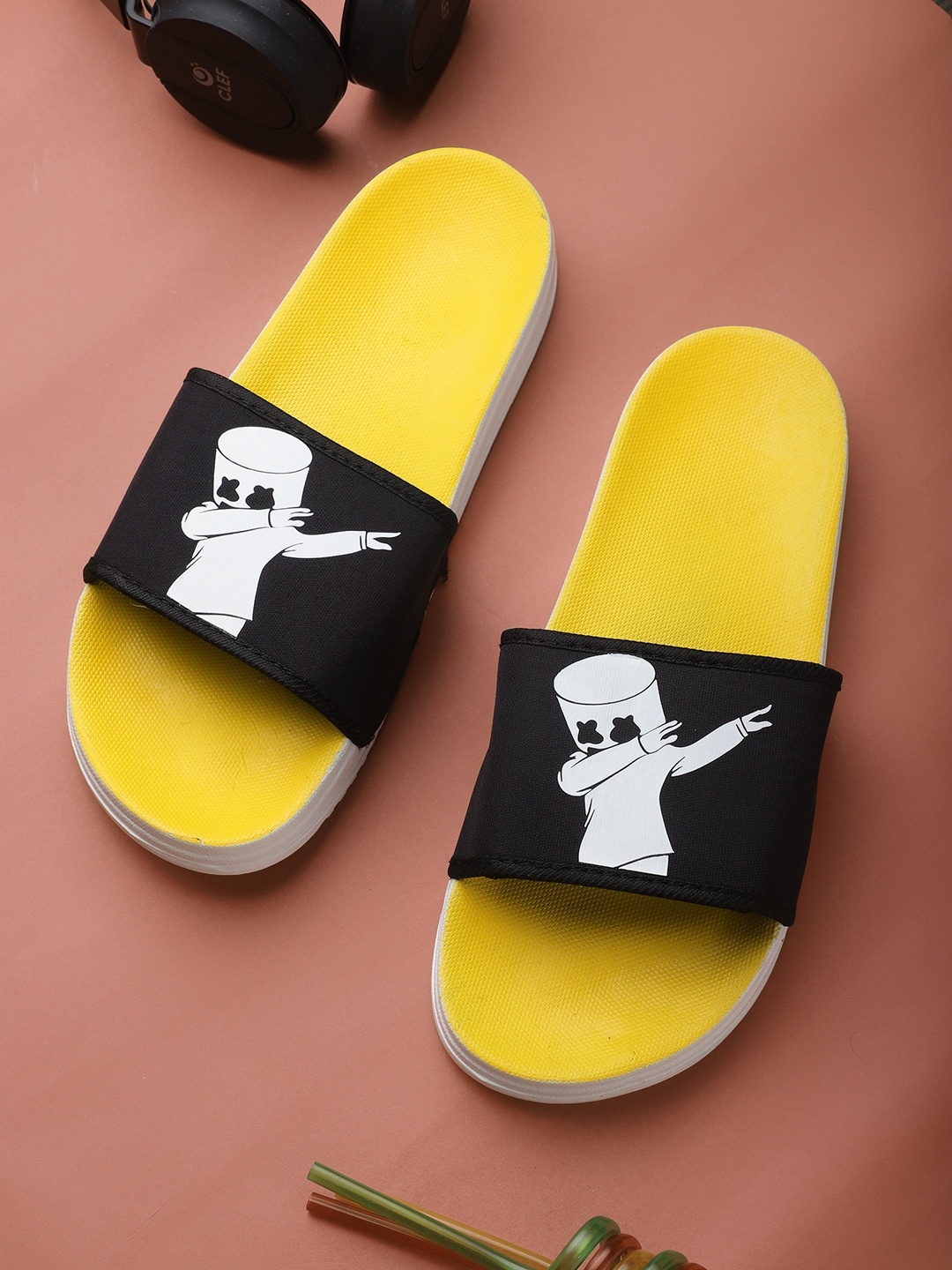 

Pampy Angel Men Black & White Dancer Printed Rubber Sliders