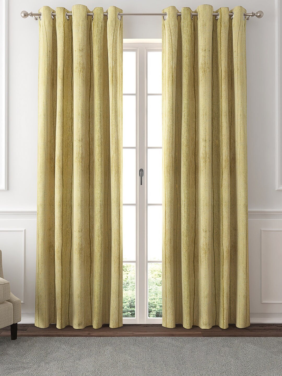 

GM Yellow & Brown Set of 2 Room Darkening Door Curtains