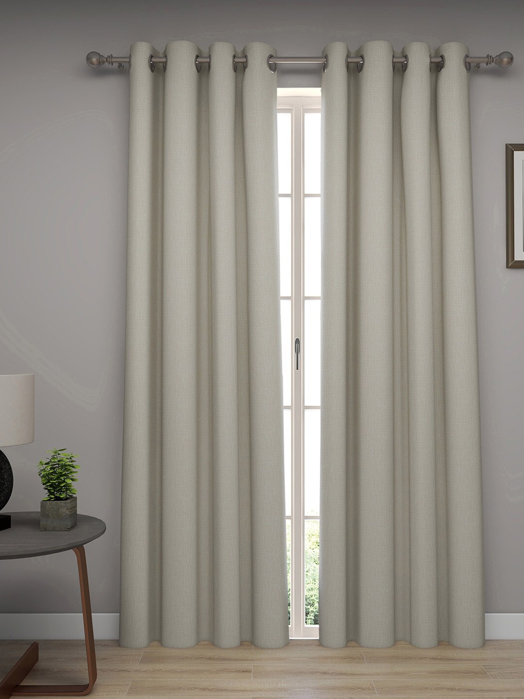 

GM Taupe & White Set of 2 Room Darkening Door Curtains