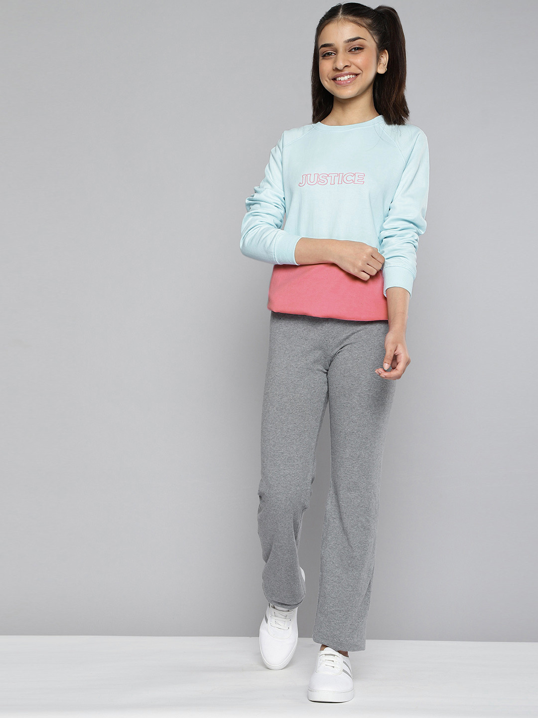 

JUSTICE Girls Blue & Pink Colourblocked Sweatshirt