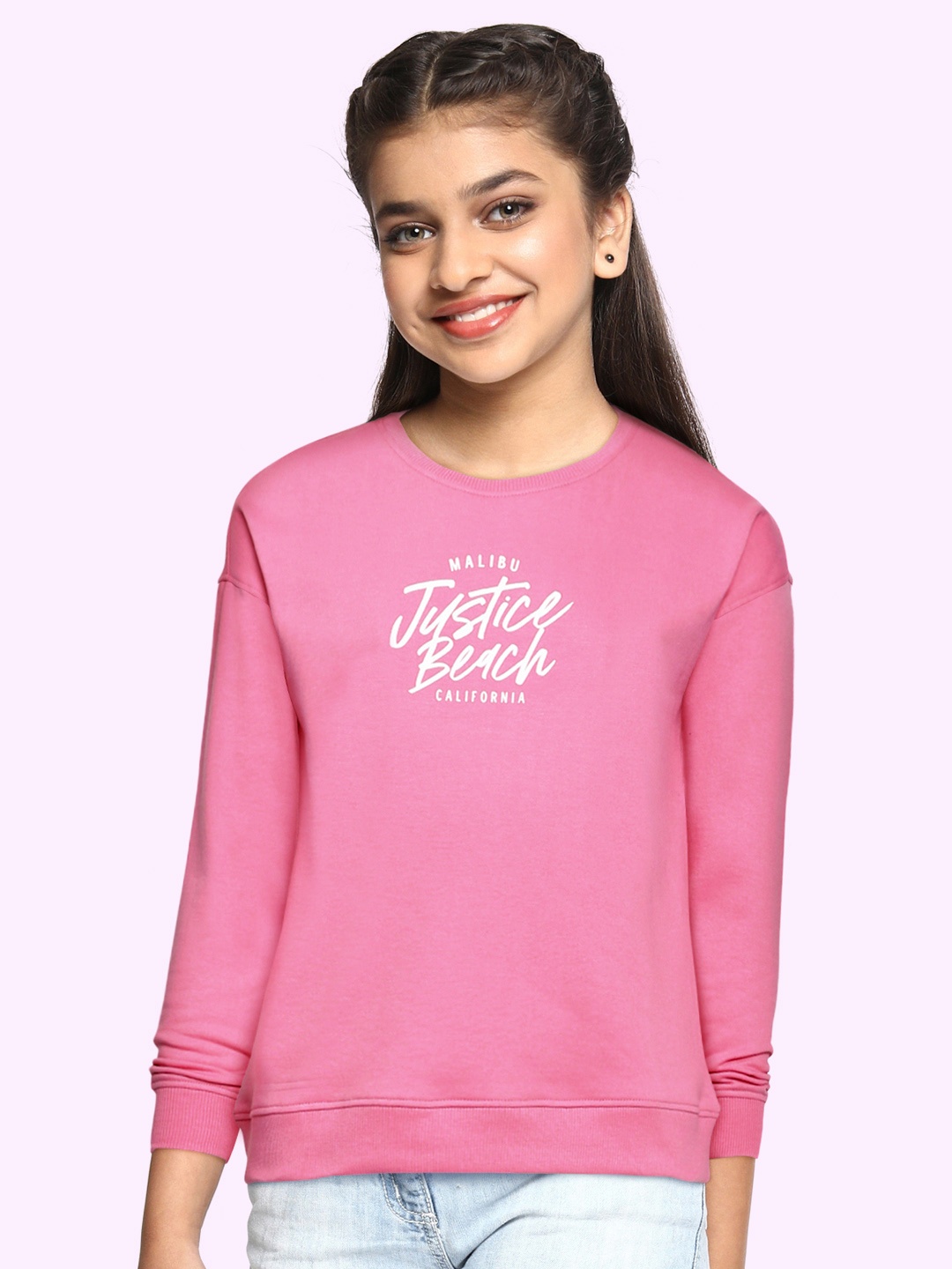 

JUSTICE Girls Pink Solid Sweatshirt