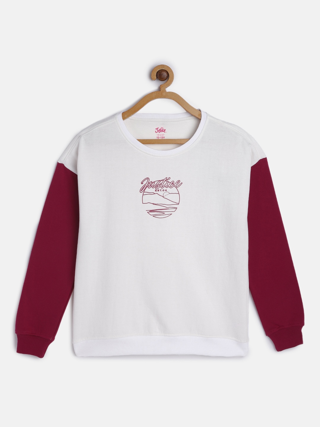 

JUSTICE Girls White & Pink Solid Sweatshirt
