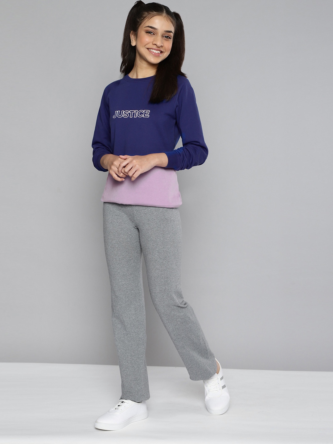 

JUSTICE Girls Blue & Purple Colourblocked Sweatshirt