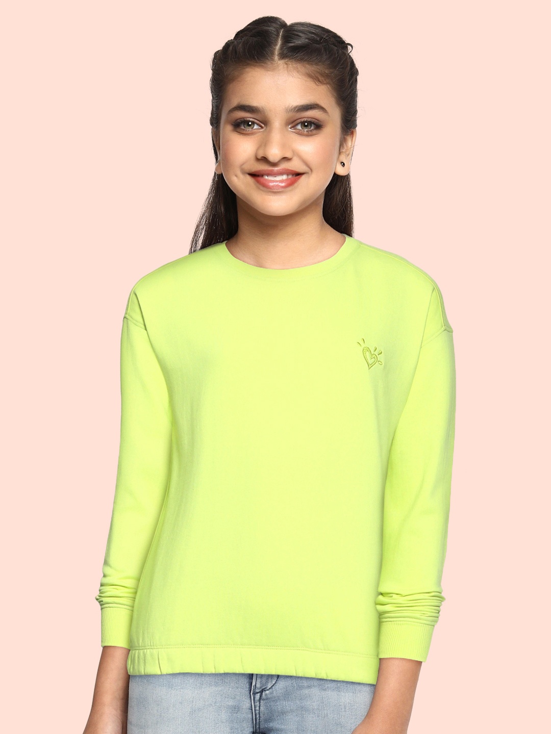 

JUSTICE Girls Lime Green Solid Sweatshirt