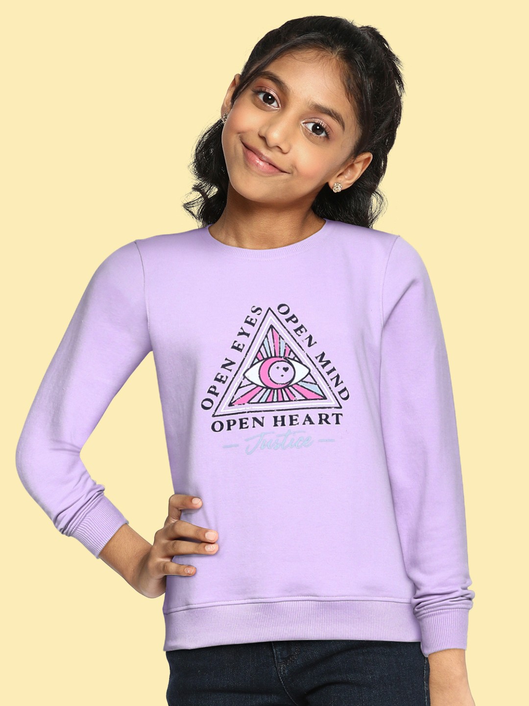 

JUSTICE Girls Purple Printed Sweatshirt