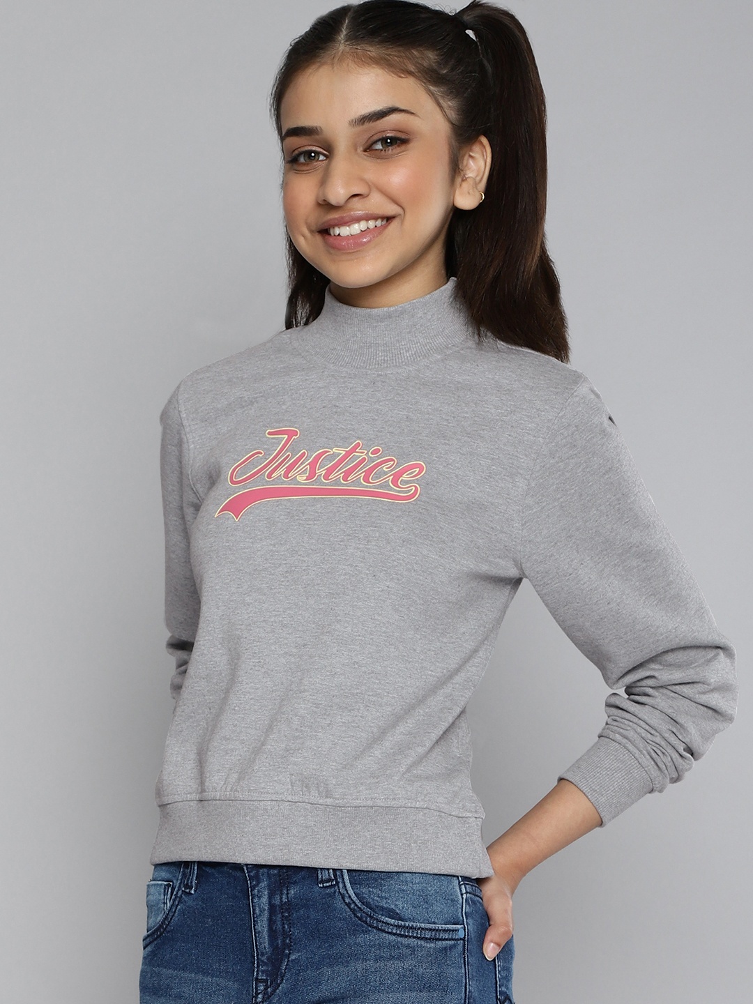 

JUSTICE Girls Grey Printed Sweatshirt