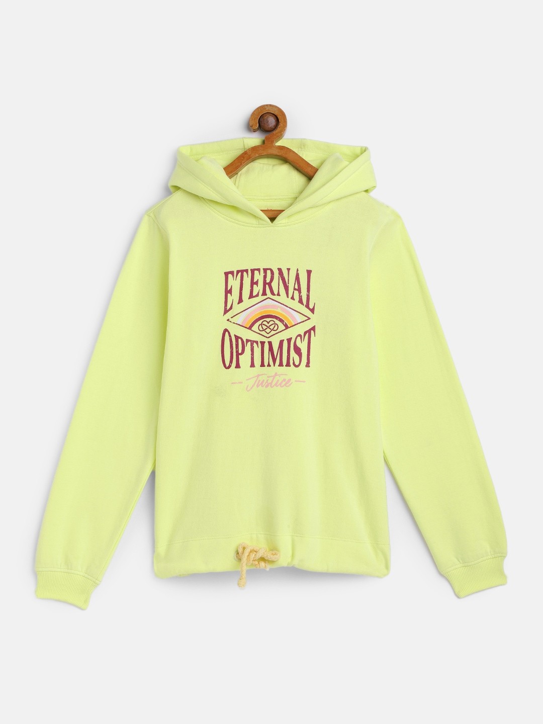 

JUSTICE Girls Lime Green Printed Hooded Sweatshirt